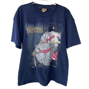 VTG Cleveland Indians Guardians Nutmeg Mills Cotton Tee Embroidered XL‎ USA READ